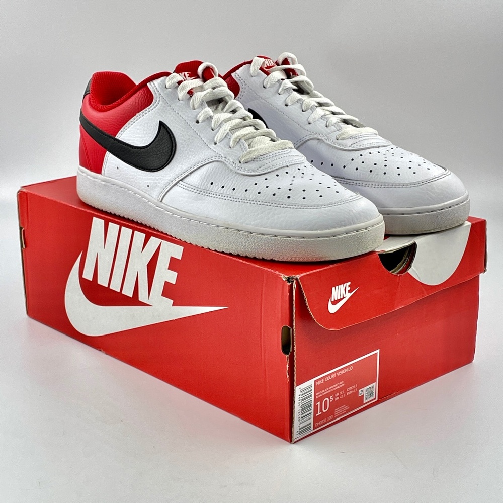 Nike Men's White Red Black Low-Top Sneakers Well taken care of!  10.5